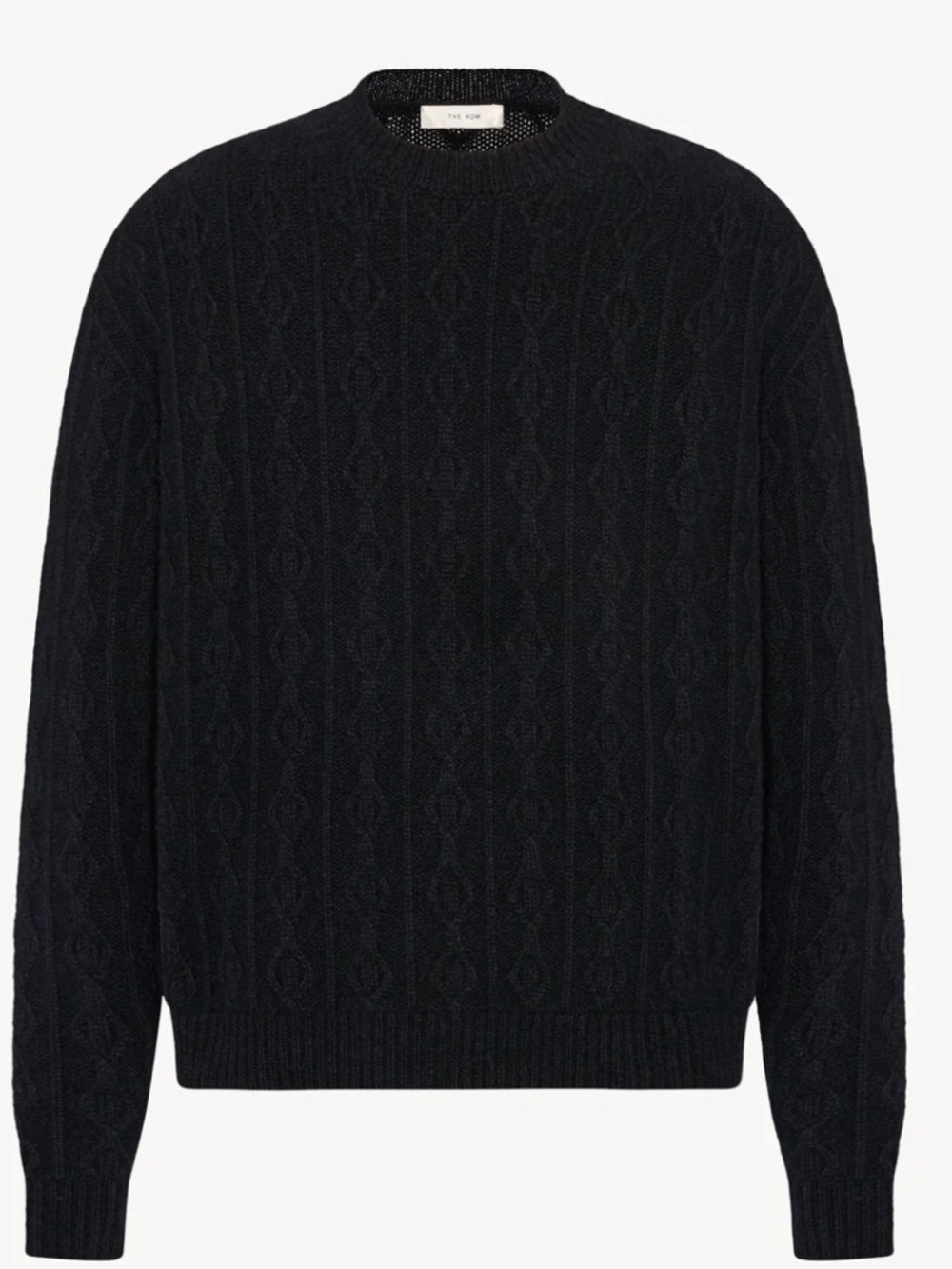The Row Black Cable-Knit Crewneck Sweater